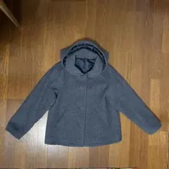 グレー フード付き ウール混紡コート