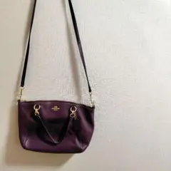 COACH 2way ショルダーバッグ パープル レザー