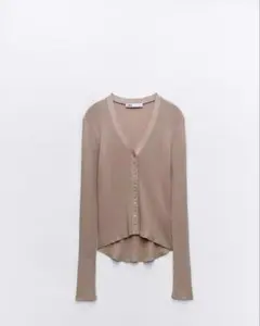 ZARA リブファインニットカーディガン