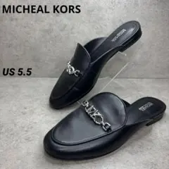 極美品！MICHAELKORS レザー ミュール サボ サンダル フラット 黒のサムネイル