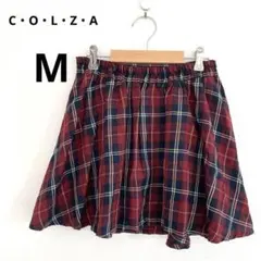 C•O•L•Z•A 赤/ネイビー チェック柄フレアスカート ミニ 160/64A