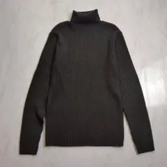 UNIQLO リブニット タートルネック 黒 M レディース メンズ