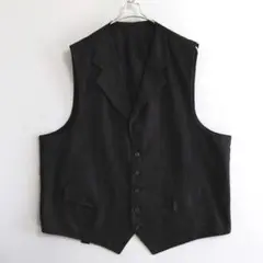 333　襟付スーツベスト　3XL　黒灰　格子織り柄　US古着
