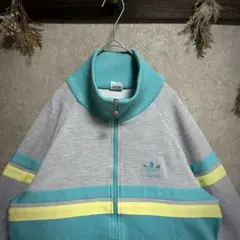 【希少デザイン】adidas トラックジャケット 西ドイツ グリーン×水色