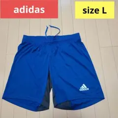 adidas アディダス メンズ ハーフパンツ　L　ブルー×グレー　サッカー