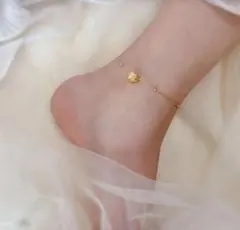 チタン 金属アレルギー対応 アンクレット ハート チェーン ゴールド