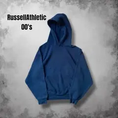 00s Russell ビッグフード 無地スウェットパーカー ブランク 短丈