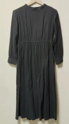 ね*コ様 ノーカラーロングワンピース　インド綿　シンプル