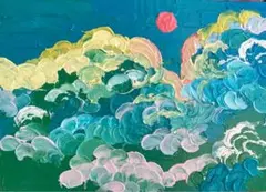 カラフルな抽象画 山アート作品A4サイズ額なし - メルカリ