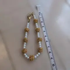パール調ビーズ ゴールドカラー ブレスレット