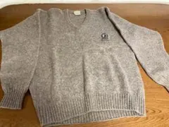 トラサルディ　メンズ　ニット　グレー　チャコール　Vネック