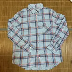 UNIQLO ユニクロ チェックシャツ 長袖 ブルー系 カジュアル　Ｌ