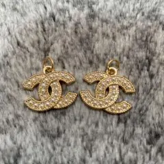 CHANEL ビンテージボタンチャームゴールドパール22mm刻印有り2個