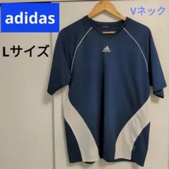 adidas アディダス Vネック 配色デザイン ラグランスリーブシャツ