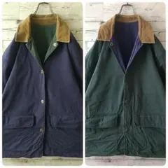 襟コーデュロイ切替 差し色 リバーシブル カバーオール ジャケット L～XL