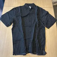 ZARA ストライプ 半袖シャツ ブラック Mのサムネイル