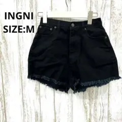 イング❤️ショートパンツ　デニム　切りっぱなし　 ダメージ　黒　ブラック　M