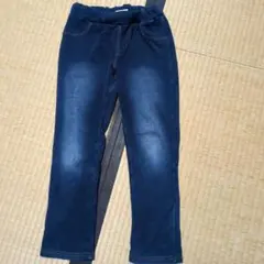 ストレッチ素材 ダークブルー 長ズボン　裏起毛