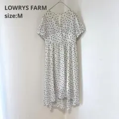 【LOWRYS FARM】（M）半袖ロングワンピース　花柄　裾ラウンド