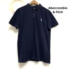 美品 アバクロ 半袖ポロシャツ M ネイビー ムース　立体ロゴワッペン