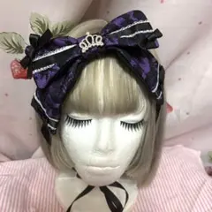 紫ティアラリボンヘッドドレス♡盛り髪 体育祭 地雷 姫ギャル カチューシャ