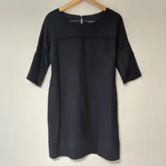 BALLSEY ネイビー 紺　七分袖 膝丈ワンピース　レディース　M