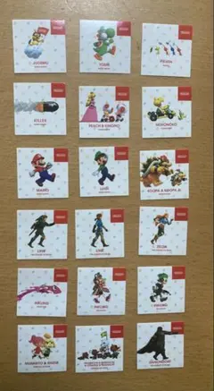 ニンテンドーストア限定 任天堂キャラクターのステッカーのコンプリート（18枚）