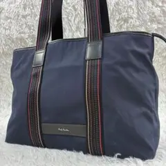 ポールスミス トートバッグ マルチストライプ ネイビー