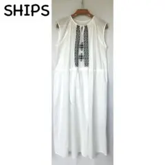 SHIPS 刺繍入りノースリーブワンピース