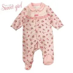 新品 スウィートガール ロンパース 前開きカバーオール ピンク 70cm