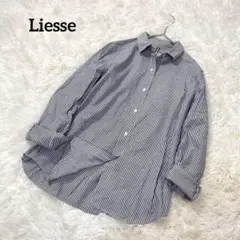 リエス　Liesse 長袖シャツ　ストライプシャツ　ブルー　1665