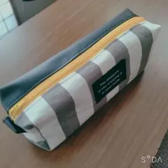 大容量★ペンケース★ストライプ★レザー★マルチポーチ