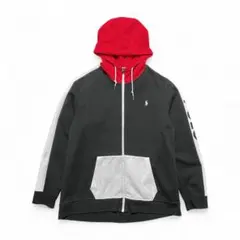 USA 古着 ポロラルフローレン ジップアップ スウェット パーカー 袖プリント