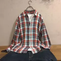 日本製 麻100％【SHIPS】長袖 チェックシャツ Mサイズ