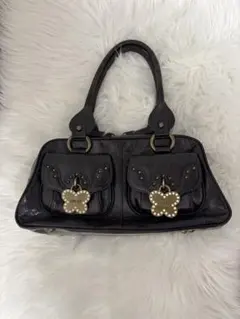 ANNA SUI レザー ハンドバッグ ダークブラウン　アナスイ