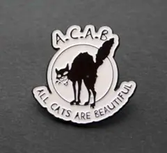 《白ACAB激おこ黒猫》A.C.A.B新品BEAUTIFULキャット■ピンバッジ
