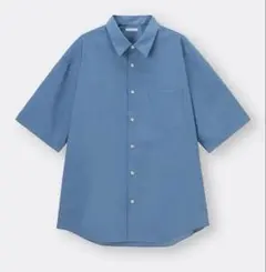 GU ブロードオーバーサイズシャツ 5分袖 ブルー