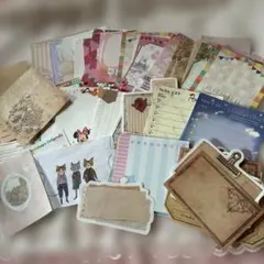 猫と花柄のメモ帳セット100枚セットシール付き