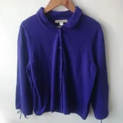 HUMAN WOMAN 青 カーディガン ウール、アンゴラ混