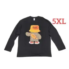 5XL ビッグサイズ 長袖Tシャツ 黒 プリント 大きいサイズ メンズレディース