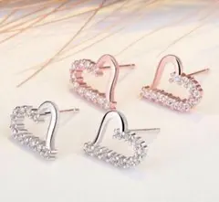 セット販売　S925 ハート ピアス ジルコニア シルバー925 レディース