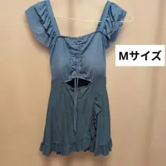 ワンピース水着 フリル ブルー Mサイズのサムネイル