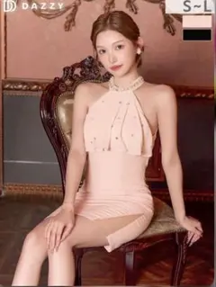 DAZZY ハイネックタイトドレス Sピンク