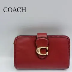 COACH 二つ折り 財布 コンパクト ウォレット レッド レザー タビーのサムネイル