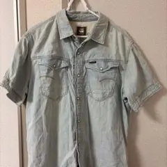 古着　メンズ　半袖シャツ　デニムシャツ　G-STAR RAW XLサイズ