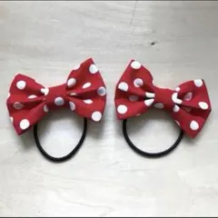 リボン　ヘアゴム 水玉