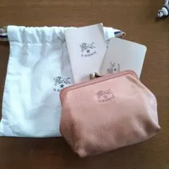 新品 イルビゾンテ 本革 レザー がま口 折り財布 ウォレット 小銭入れ ヌメ