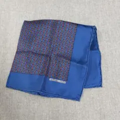 美品HERMES エルメス カレ45 シルク100 スカーフ ネイビー プチカレ