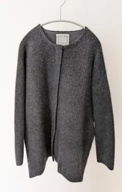 BEARDSLEY ビアズリー 洗えるニットコート ネイビー ノーカラー　フリー