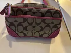 Coach ボディバッグ ロゴパターン ブラウン/ピンク
